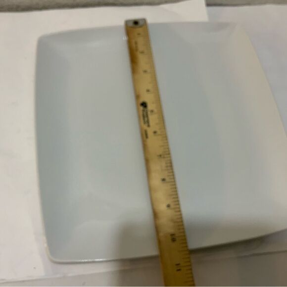 [3] Over and Back “Maison " WHITE PORCELAIN 10.5” SQUARE DINNER PLATES A20 - Picture 8 of 9